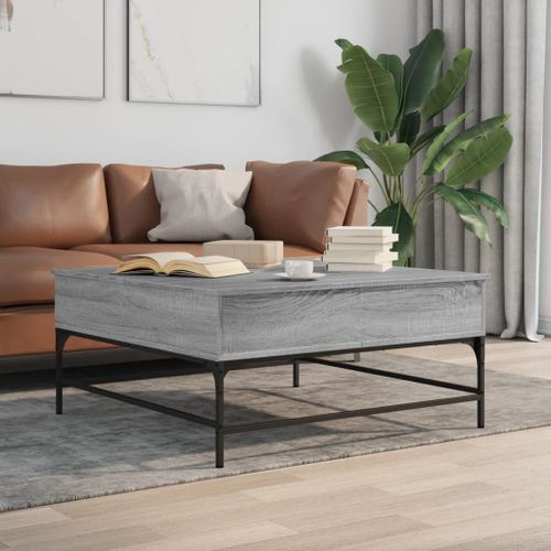 Table basse sonoma gris 95x95x45 cm bois d'ingénierie et métal - Photo n°2; ?>