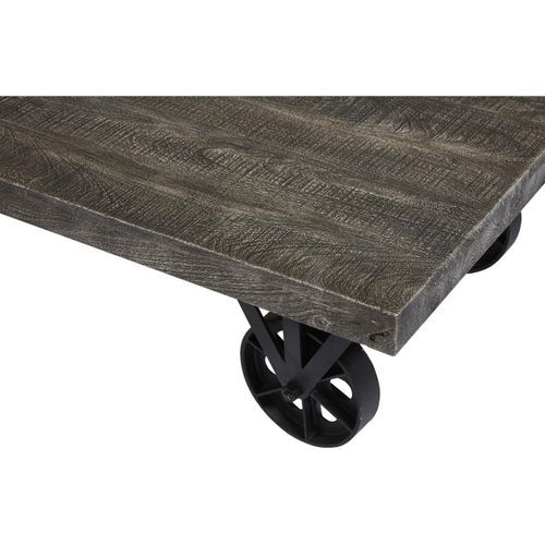 Table basse sur roulette bois massif gris Cheminak 120 cm - Photo n°3; ?>