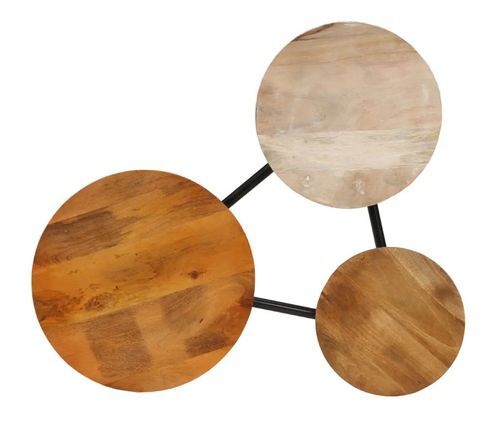 Table basse tri-cercles manguier massif clair et foncé Corma - Photo n°2; ?>