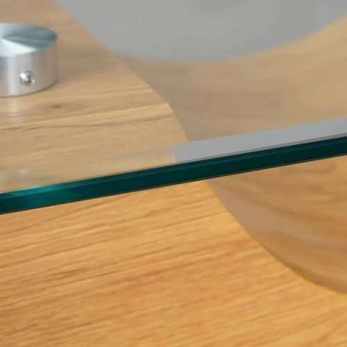 Table basse verre et pied en X bois chêne clair Exi 110 cm - Photo n°3; ?>