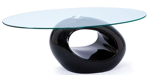 Table basse verre et pied fibre de verre noire Naya 110 cm - Photo n°2; ?>