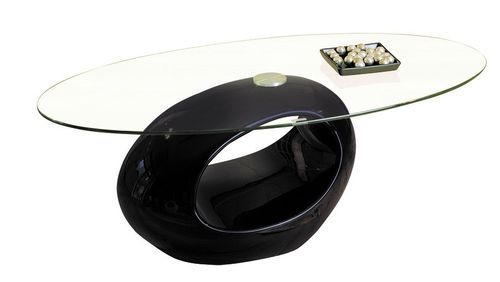 Table basse verre et pied fibre de verre noire Naya 110 cm - Photo n°3; ?>