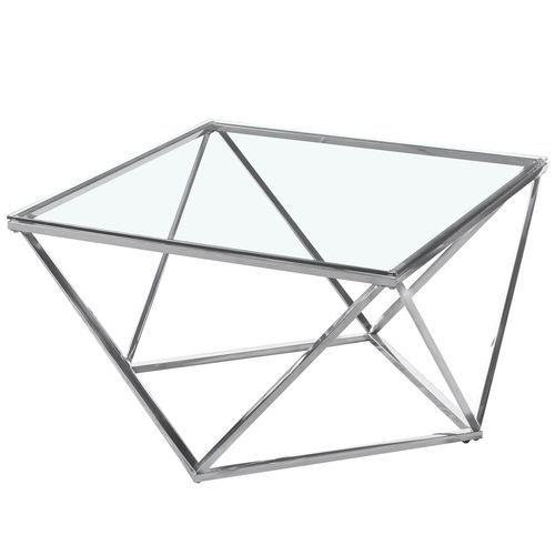 Table basse verre transparent et pieds métal argenté Aluna - Photo n°2; ?>