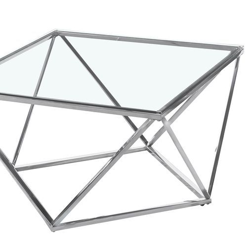 Table basse verre transparent et pieds métal argenté Aluna - Photo n°3; ?>