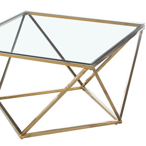 Table basse verre transparent et pieds métal doré Aluna - Photo n°3; ?>