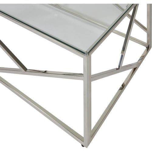 Table basse verre trempé et pieds métal chromé Sally 120 cm - Photo n°3; ?>