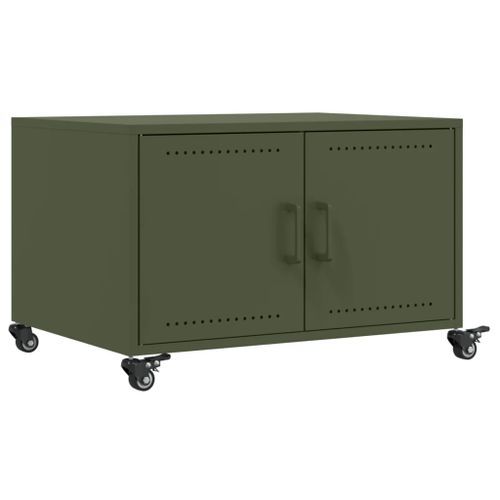 Table basse vert olive 68x50x43,5 cm acier laminé à froid - Photo n°2; ?>