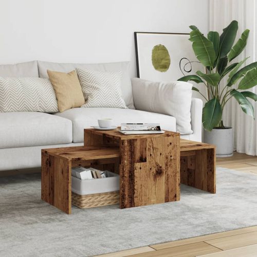 Table basse vieux bois 100x48x40 cm bois d'ingénierie - Photo n°3; ?>