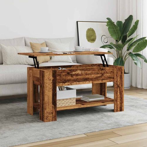 Table basse vieux bois 101x49x52 cm bois d'ingénierie - Photo n°3; ?>