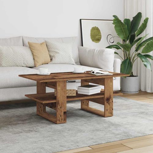 Table basse vieux bois 102x55x42 cm bois d'ingénierie - Photo n°3; ?>