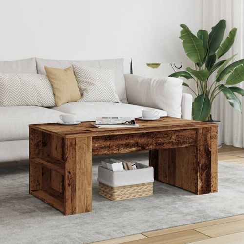 Table basse vieux bois 102x55x42 cm bois d'ingénierie - Photo n°3; ?>