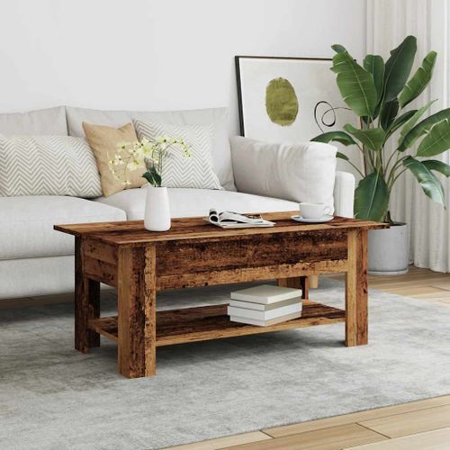 Table basse vieux bois 102x55x42 cm bois d'ingénierie - Photo n°3; ?>