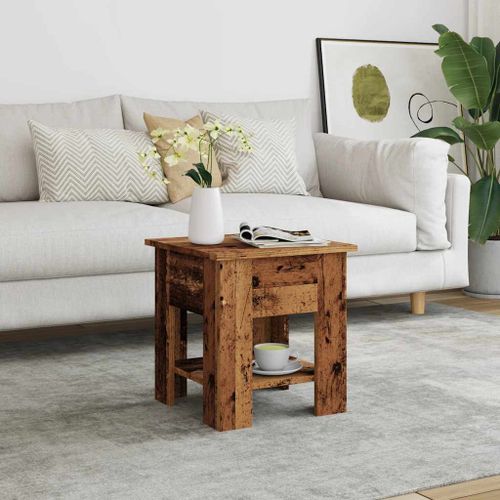 Table basse vieux bois 40x40x42 cm bois d'ingénierie - Photo n°3; ?>