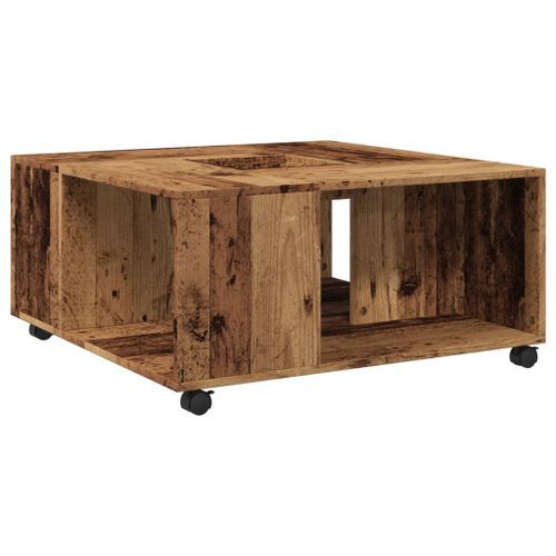 Table basse vieux bois 80x80x40 cm bois d'ingénierie - Photo n°2; ?>