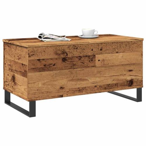 Table basse vieux bois 90x44,5x45 cm bois d'ingénierie - Photo n°3; ?>