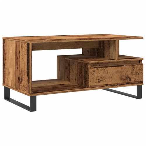 Table basse vieux bois 90x49x45 cm bois d'ingénierie - Photo n°2; ?>