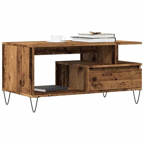 Table basse vieux bois 90x49x45 cm bois d'ingénierie - Photo n°2; ?>