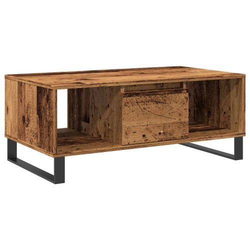 Table basse vieux bois 90x50x36,5 cm bois d'ingénierie - Photo n°2; ?>