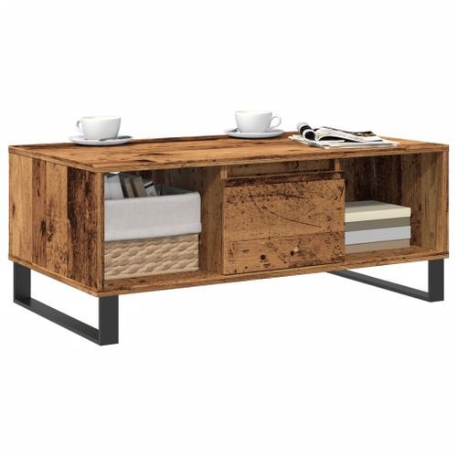 Table basse vieux bois 90x50x36,5 cm bois d'ingénierie - Photo n°3; ?>