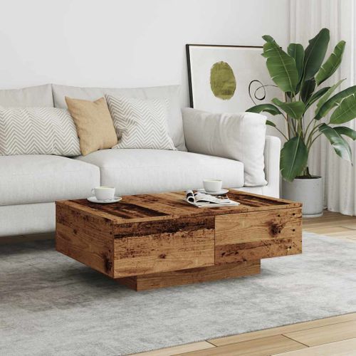 Table basse vieux bois 90x60x31 cm bois d'ingénierie - Photo n°3; ?>