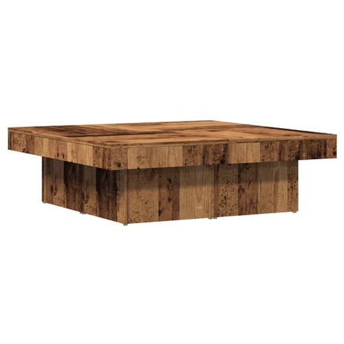 Table basse vieux bois 90x90x28 cm bois d'ingénierie - Photo n°2; ?>