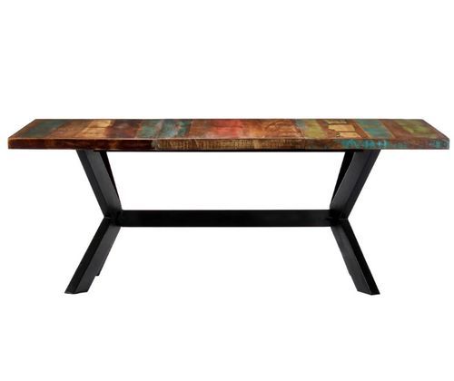 Table bois massif recyclé et pieds métal noir Maxi 200 cm - Photo n°2; ?>