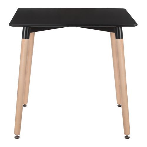 Table carrée 80 cm noir brillant et pieds bois naturel Welly - Photo n°2; ?>