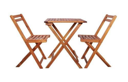 Table carrée et 2 chaises de jardin acacia clair Polina - Photo n°2; ?>