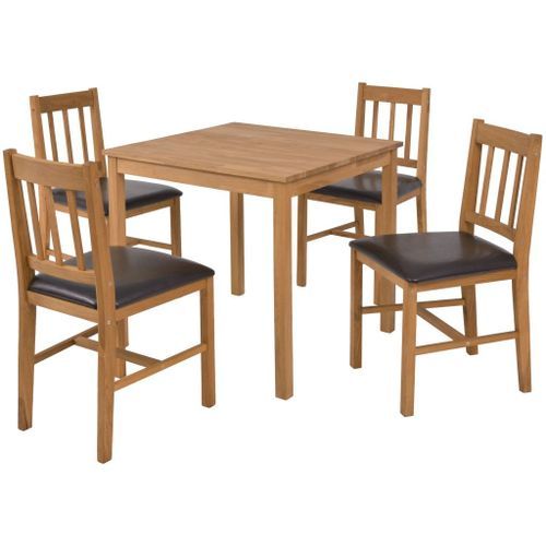 Table carrée et 4 chaises chêne massif Pannos - Photo n°2; ?>