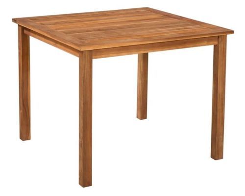 Table carrée et 4 chaises de jardin acacia clair et résine tressée Cassia 2 - Photo n°3; ?>