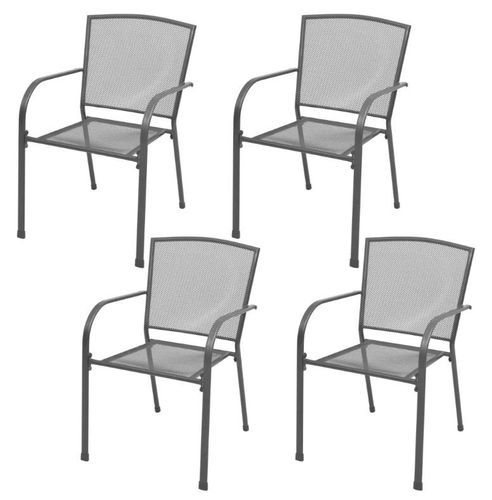 Table carrée et 4 chaises de jardin métal anthracite Brook - Photo n°3; ?>