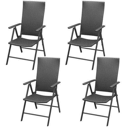 Table carrée et 4 chaises de jardin métal et résine tressée noir Van - Photo n°3; ?>