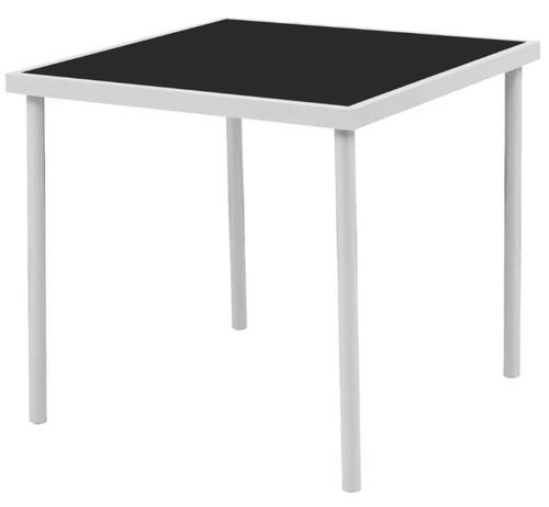 Table carrée et 4 chaises de jardin métal gris et noir Bachra - Photo n°2; ?>