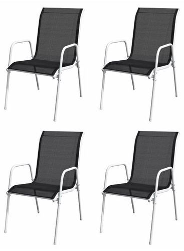 Table carrée et 4 chaises de jardin métal gris et noir Bachra - Photo n°3; ?>