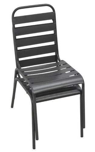 Table carrée et 4 chaises de jardin métal gris Pretty - Photo n°2; ?>