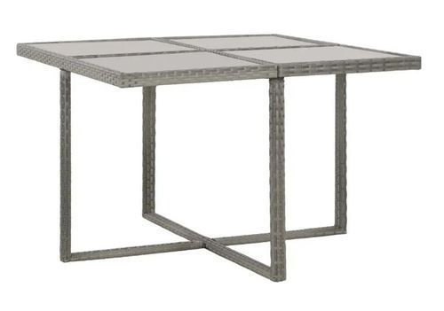 Table carrée et 4 chaises de jardin résine tressée gris Iris - Photo n°3; ?>