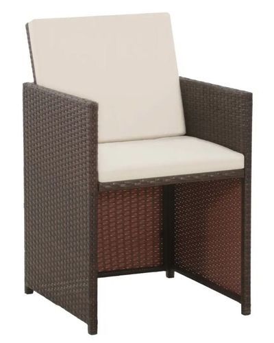 Table carrée et 4 chaises de jardin résine tressée marron et coussins blanc Iris - Photo n°3; ?>