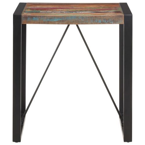 Table carrée industrielle bois recyclé massif et métal noir Vosa 70x70x75 cm - Photo n°2; ?>