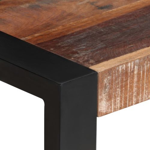 Table carrée industrielle bois recyclé massif et métal noir Vosa 70x70x75 cm - Photo n°3; ?>