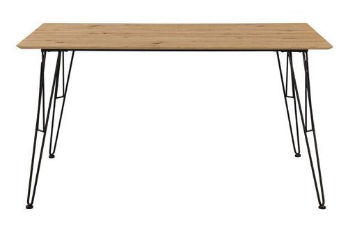 Table chêne clair et pieds métal noir Onac 140 cm - Photo n°2; ?>