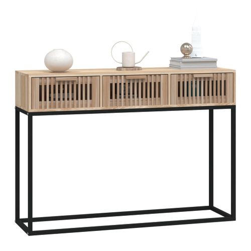 Table console 105x30x75 cm bois d'ingénierie et fer - Photo n°3; ?>