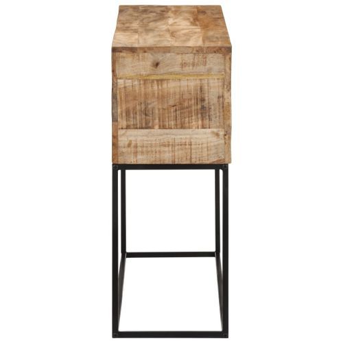 Table console 110x30x75 cm bois de manguier massif brut et fer - Photo n°3; ?>