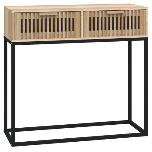 Table console 80x30x75 cm bois d'ingénierie et fer - Photo n°2; ?>