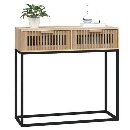 Table console 80x30x75 cm bois d'ingénierie et fer - Photo n°3; ?>