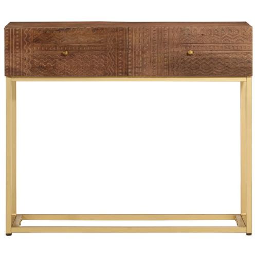 Table console 90x30x76 cm bois massif de manguier et fer - Photo n°3; ?>