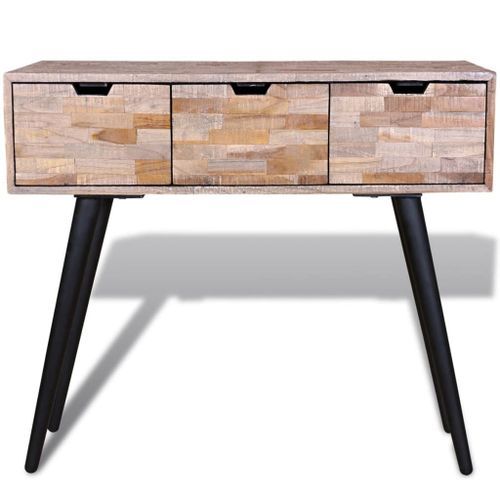 Table console avec 3 tiroirs Bois de teck recyclé - Photo n°2; ?>