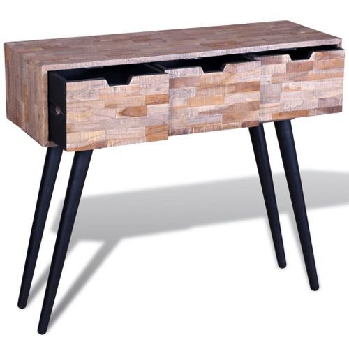 Table console avec 3 tiroirs Bois de teck recyclé - Photo n°3; ?>