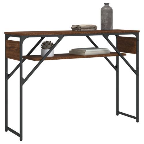 Table console avec étagère chêne marron 105x30x75 cm - Photo n°3; ?>