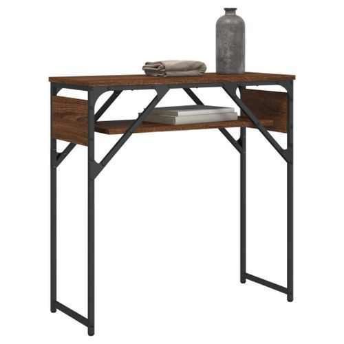 Table console avec étagère chêne marron 75x30x75 cm - Photo n°3; ?>