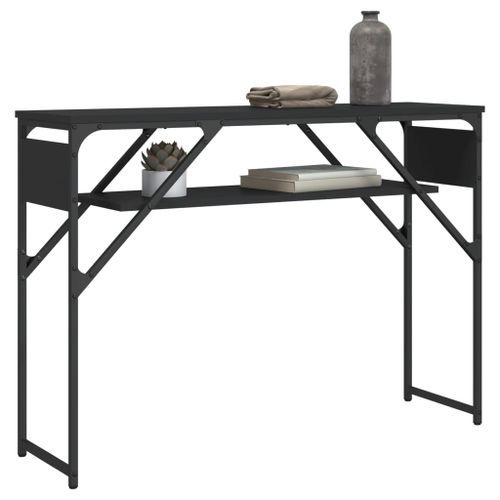 Table console avec étagère noir 105x30x75 cm bois d'ingénierie - Photo n°3; ?>